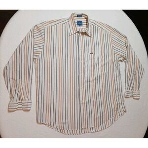 VTG Faconnable Made in USA Striped Shirt Mens XL Cotton Button Down Goldberg 90s